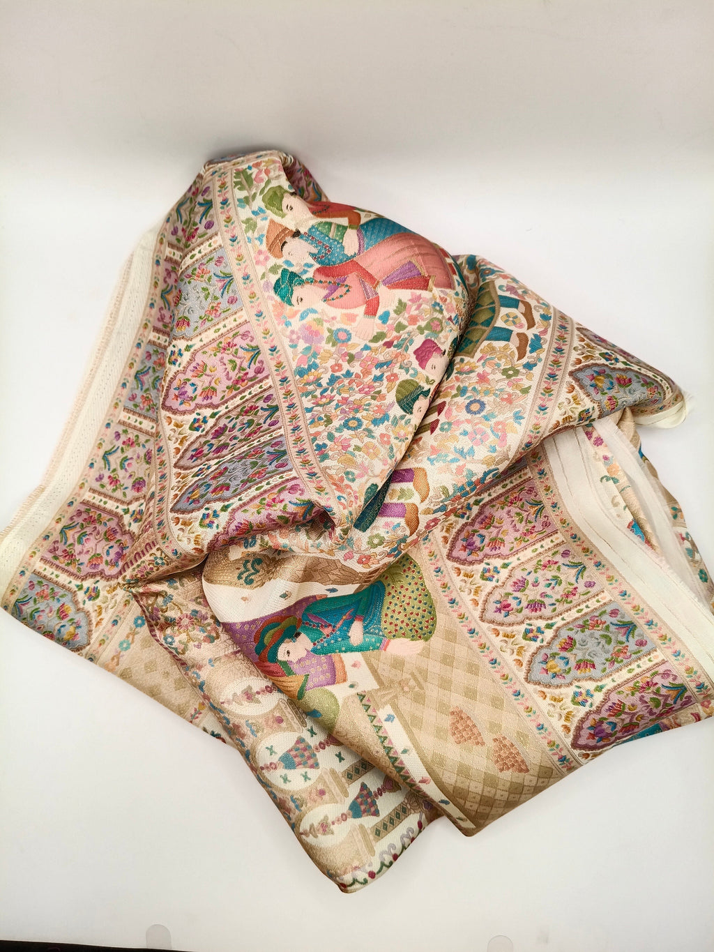 Premium Quality Off White Mix Multi Color kani Silk   Shawl