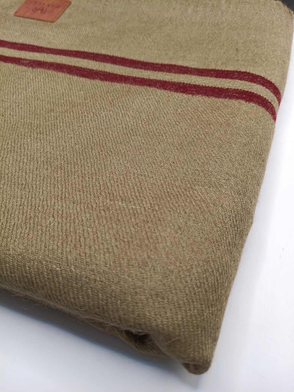 Premium Quality Striped Brown Colour Pure/High Grade 48 Fiber Shawl