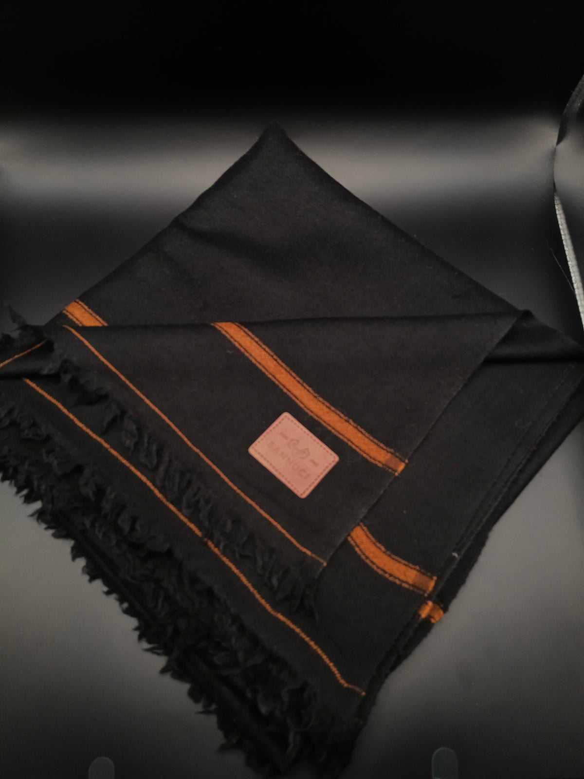 Premium Quality Single Fiber Black 72 Grade Striped Pure Woolen Shawl