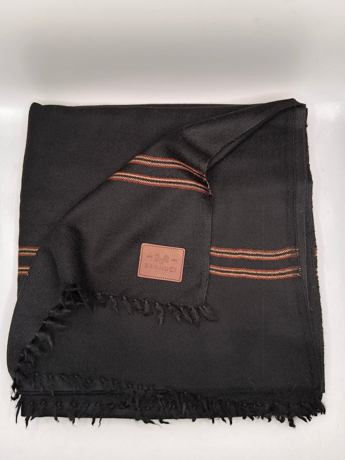 Premium Quality Multi Color Striped Double Fiber 72 Black Woolen Shawl
