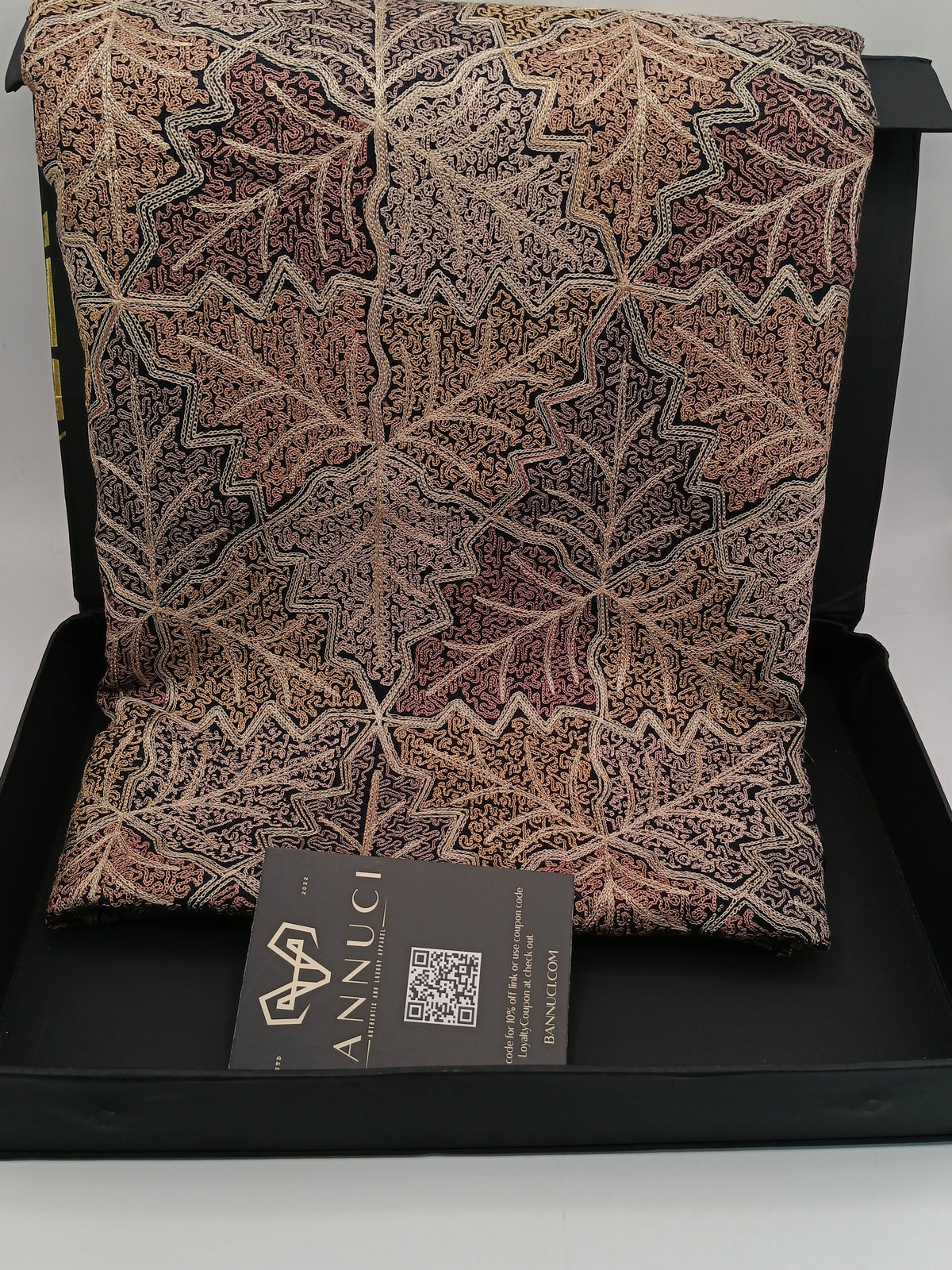 Premium Quality Black Embroidered Pashmina Cashmere Shawl