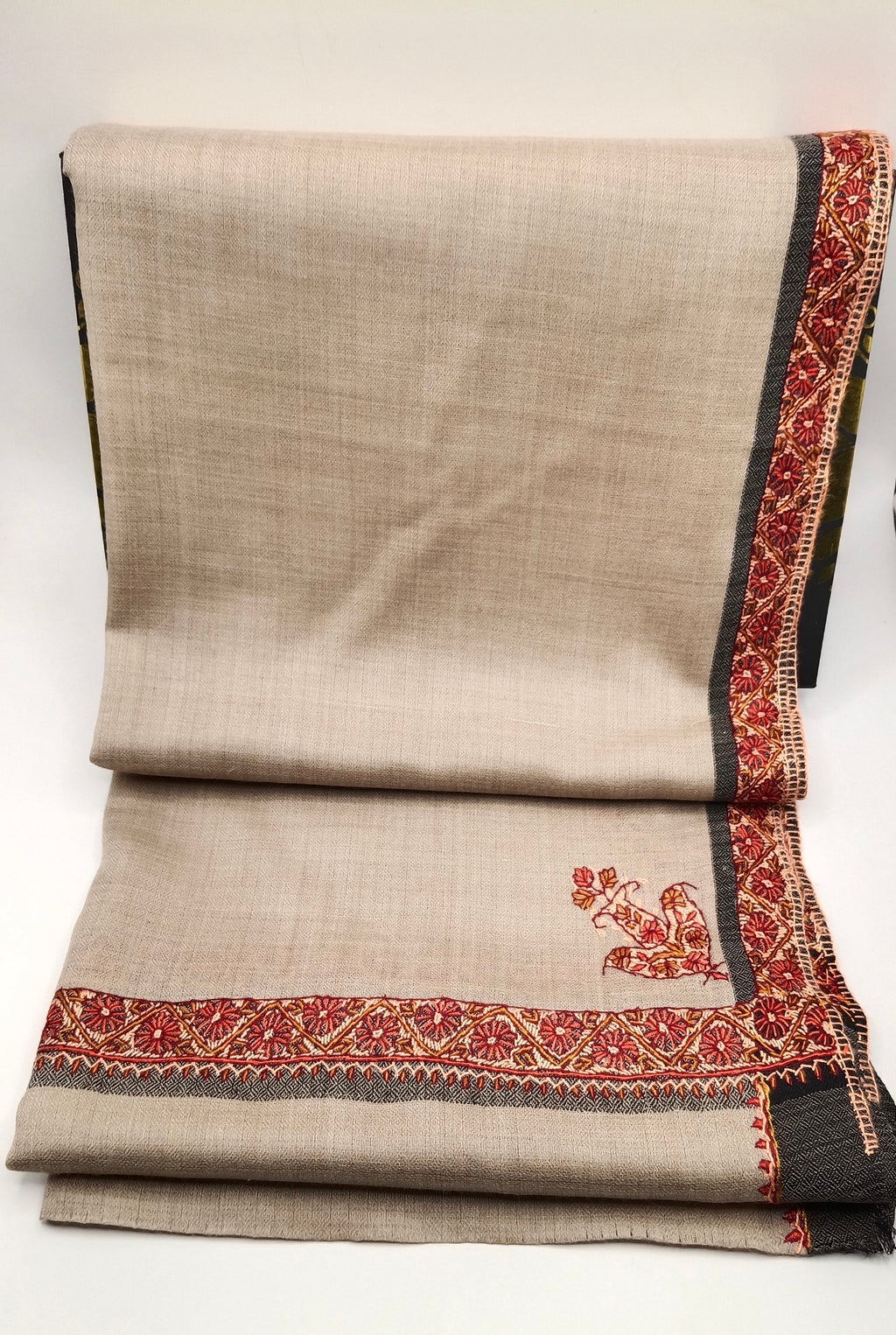 Hand Embroidered Original Toosh Shawl With Border