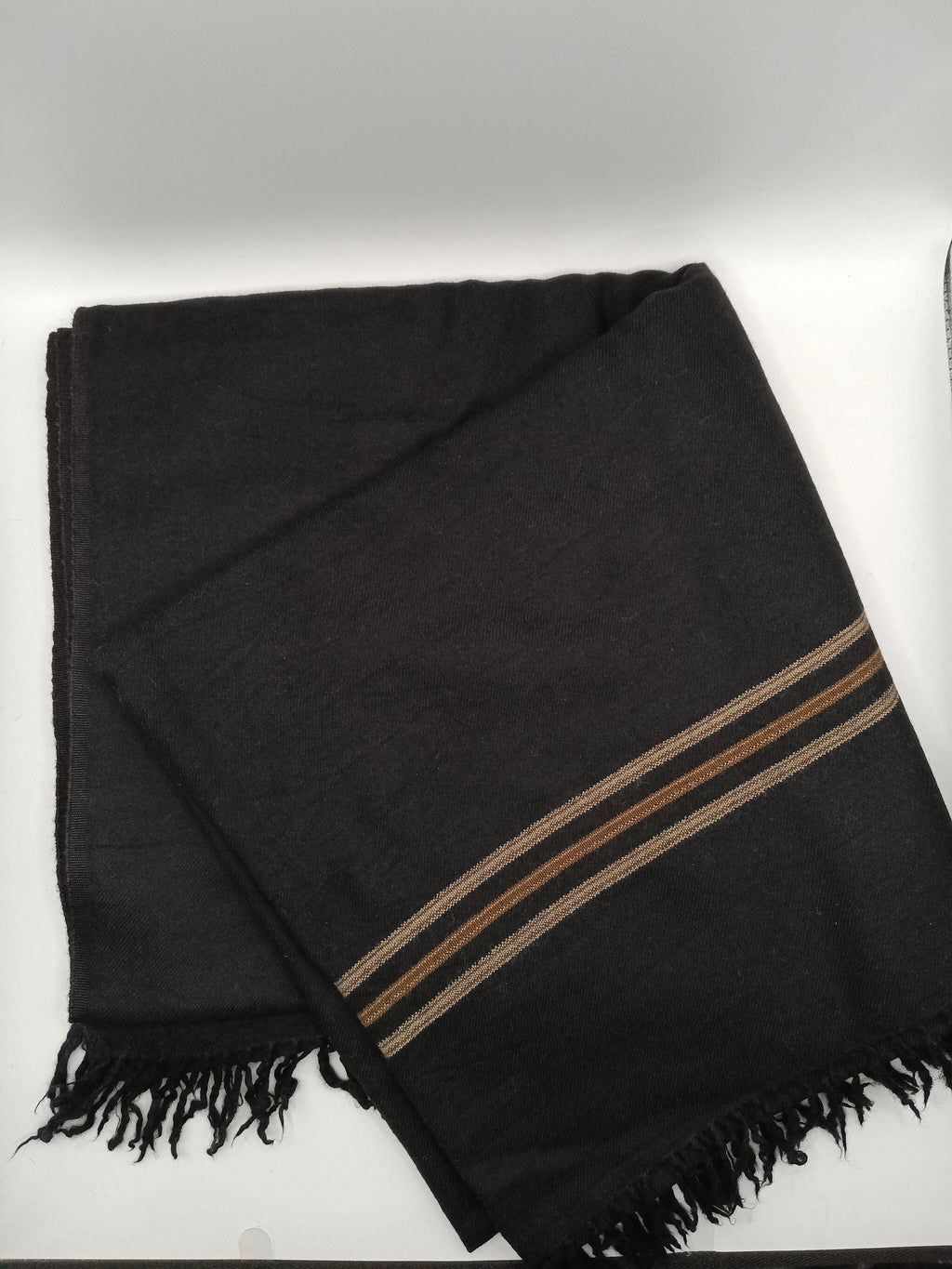 Premium Quality Multi Color Striped Double Fiber 72 Black Woolen Shawl