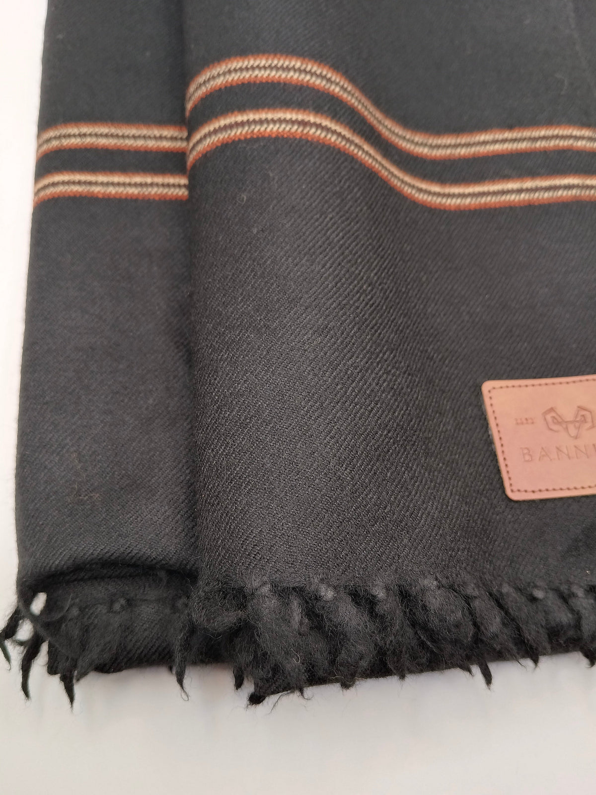 Premium Quality Multi Color Striped Double Fiber 72 Black Woolen Shawl