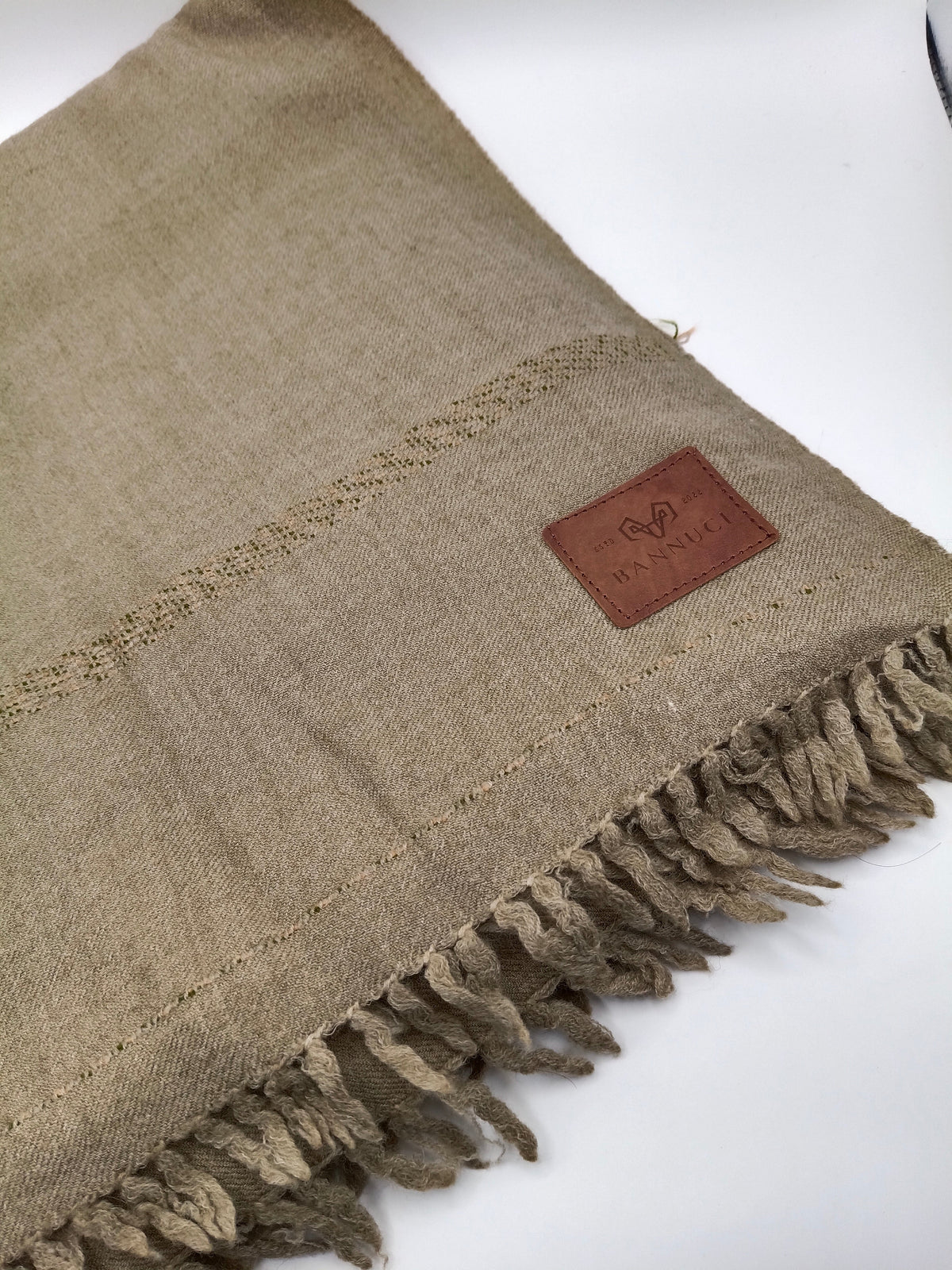 Supreme Quality Gray Brown Pure Angora Rabbit Striped Woolen Shawl