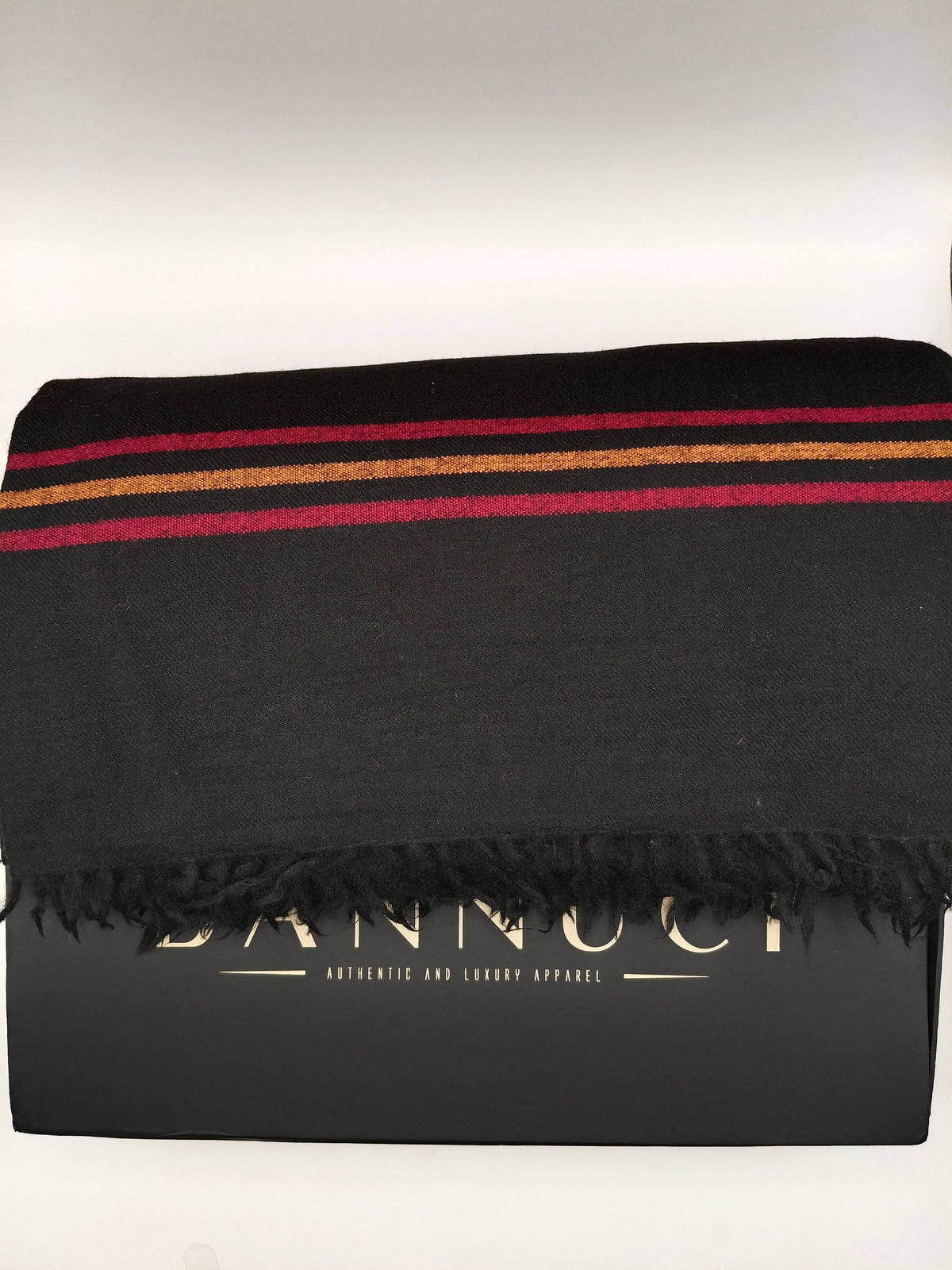 Premium Quality Multi Color Striped Double Fiber 72 Black Woolen Shawl