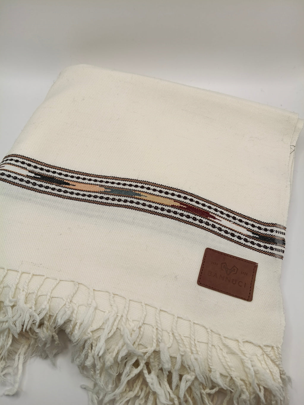 Supreme Quality Off White Pure Angora Rabbit Striped Woolen Shawl 2