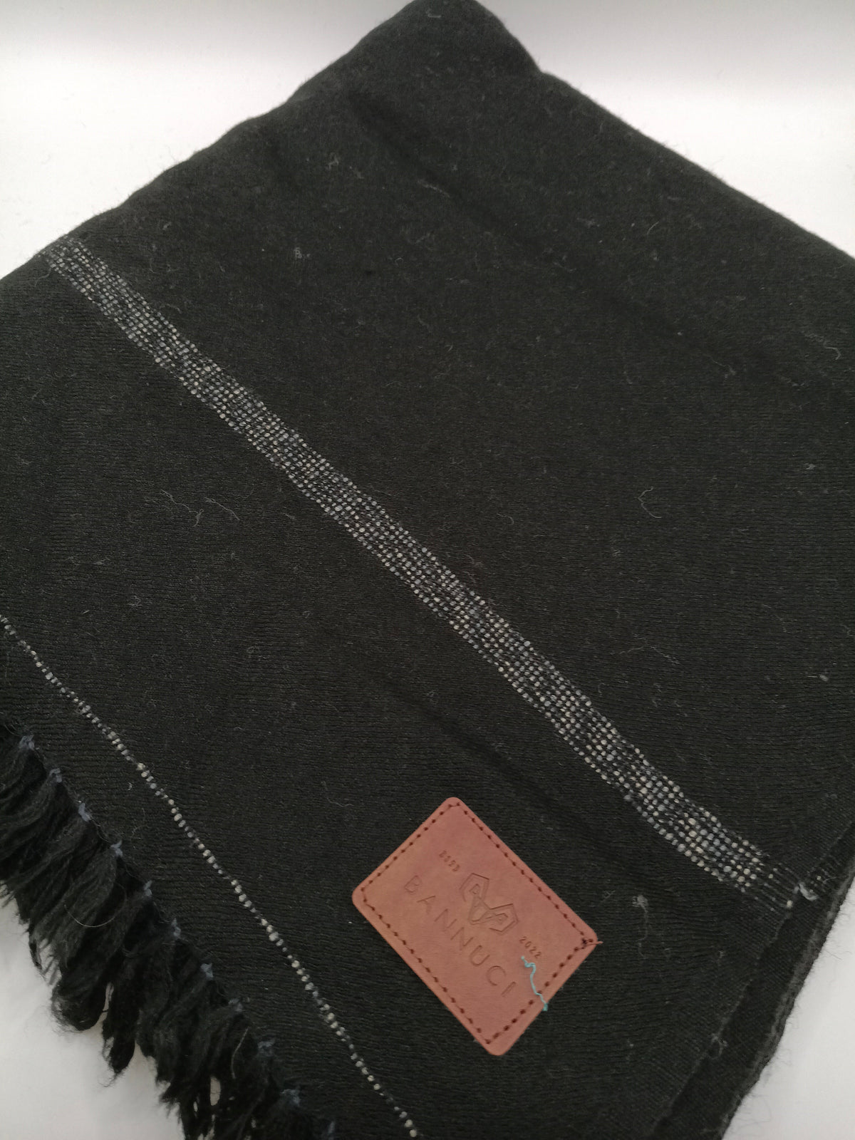 Supreme Quality Black Pure Angora Rabbit Striped Woolen Shawl