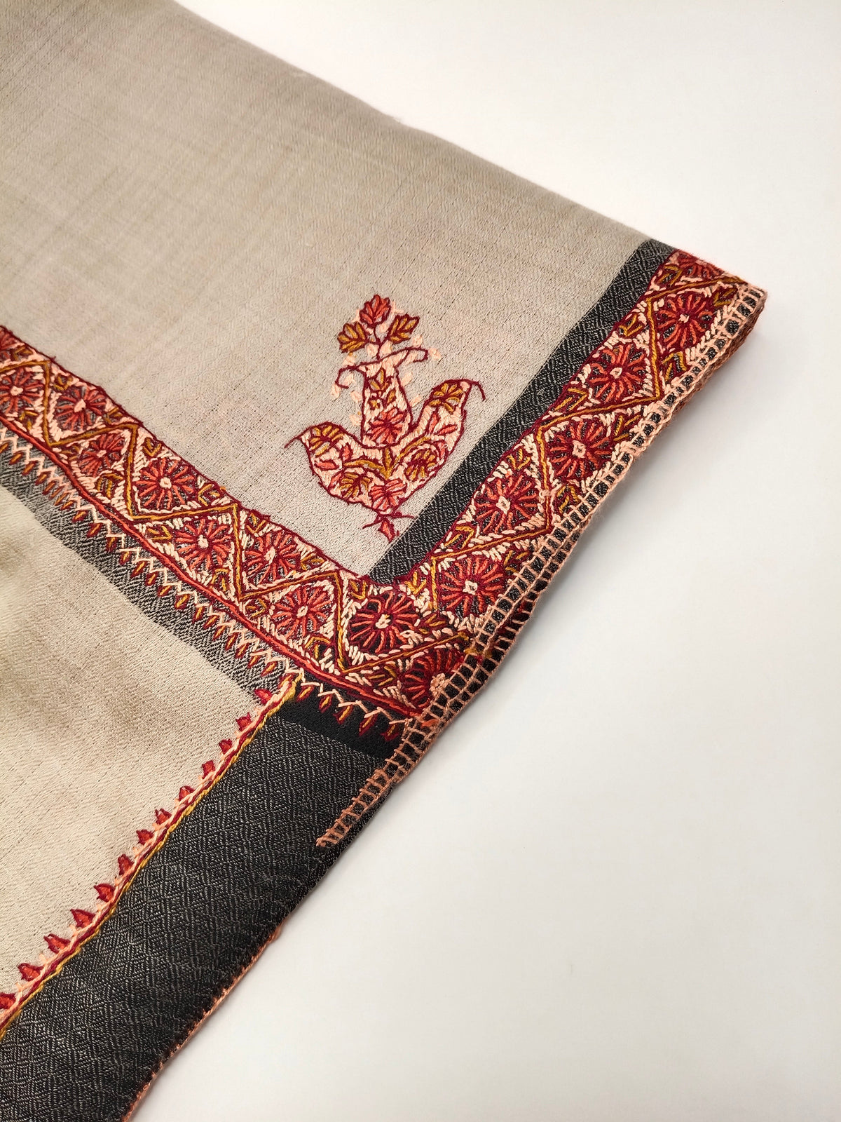 Hand Embroidered Original Toosh Shawl With Border