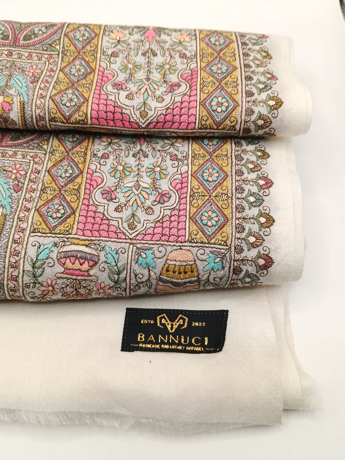 Premium Quality Extremely Soft  Embriodered Sozni Sui Jama Pashmina Shawl
