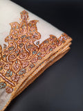 Hand Embroidered Extremely Soft Original Toosh Shawl With Border And 4 Kunj Motifs