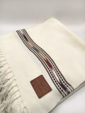 Supreme Quality Off White Pure Angora Rabbit Striped Woolen Shawl 2