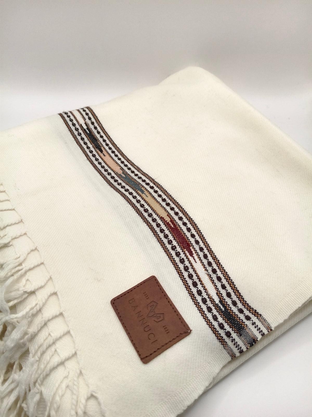 Supreme Quality Off White Pure Angora Rabbit Striped Woolen Shawl 2