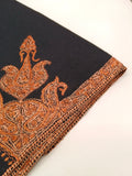 Hand Embroidered Extremely Soft Original Toosh Shawl With Border And 4 Kunj Motifs