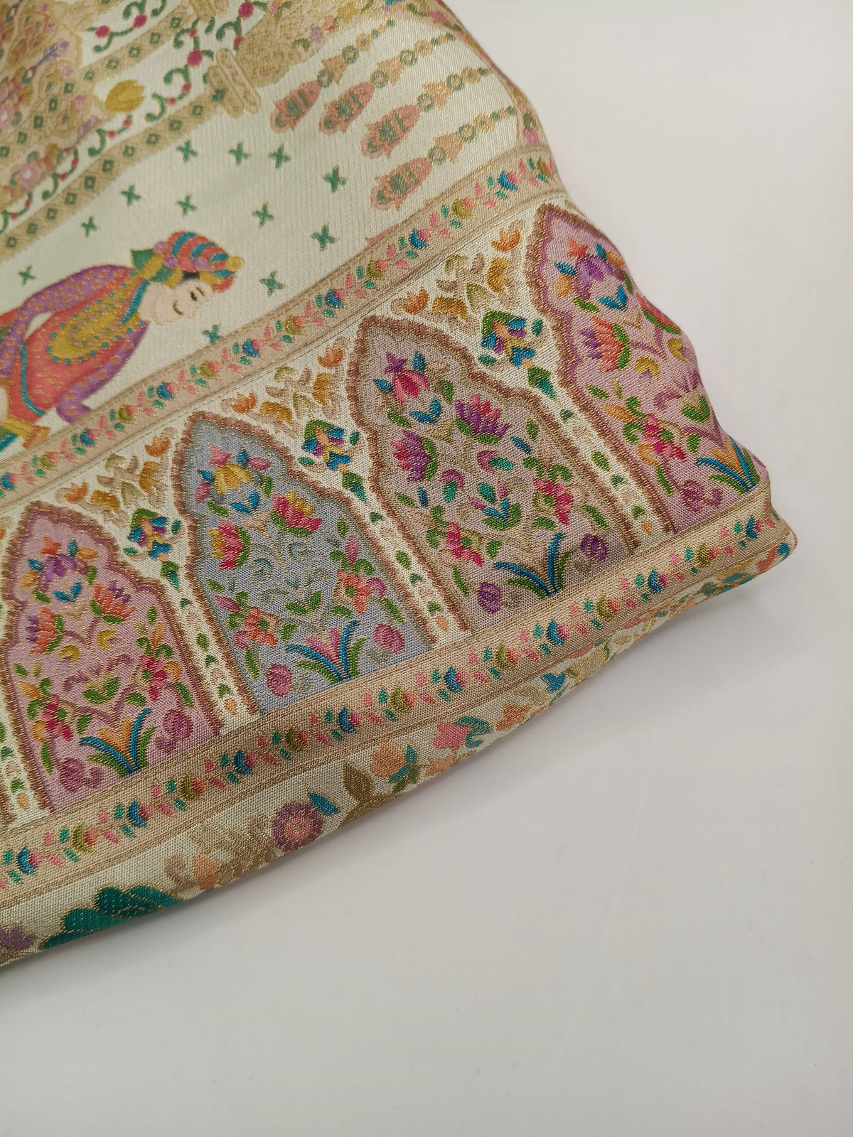 Premium Quality Off White Mix Multi Color kani Silk   Shawl