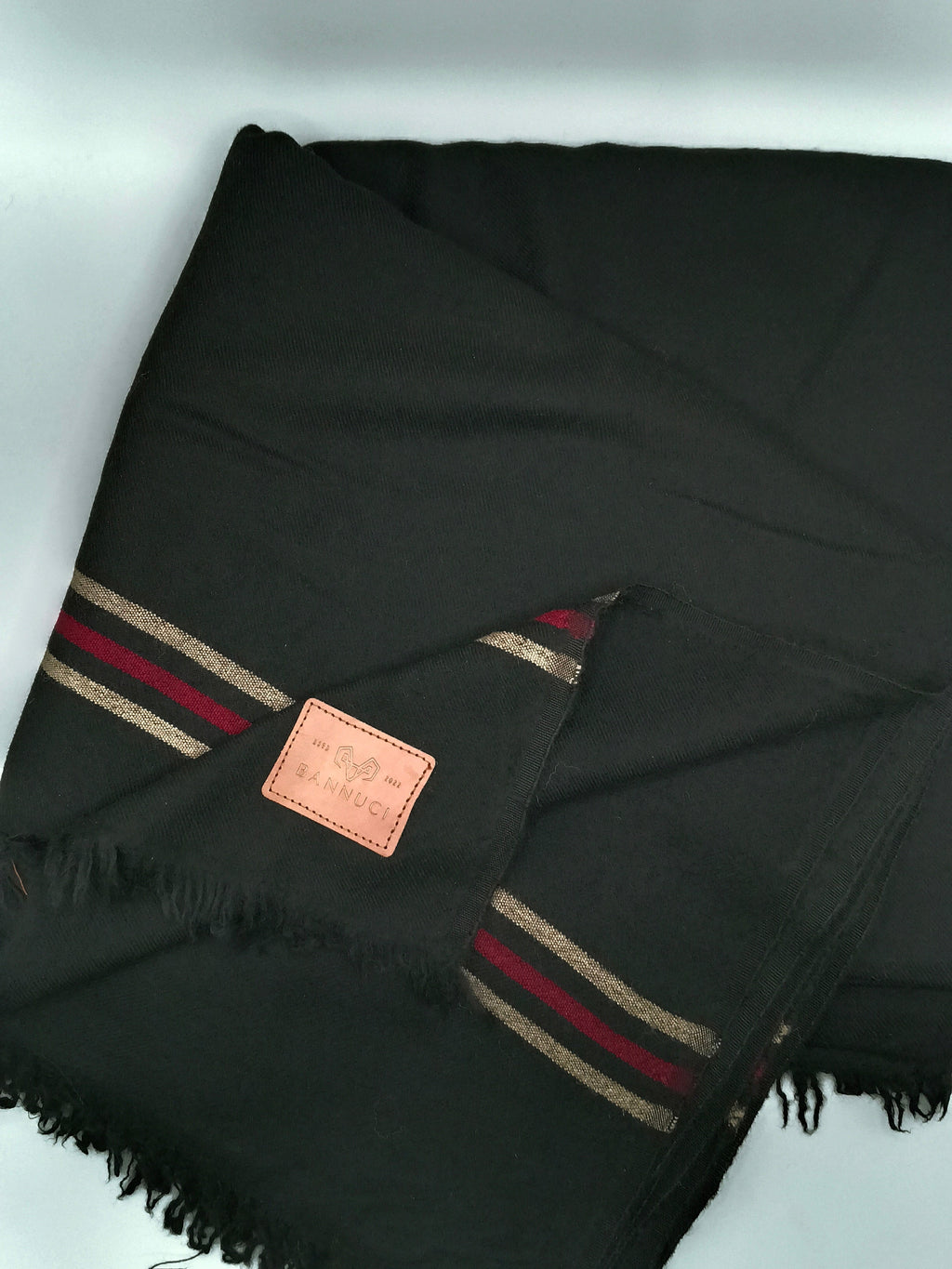 Premium Quality Multi Color Striped Double Fiber 72 Black Woolen Shawl 2