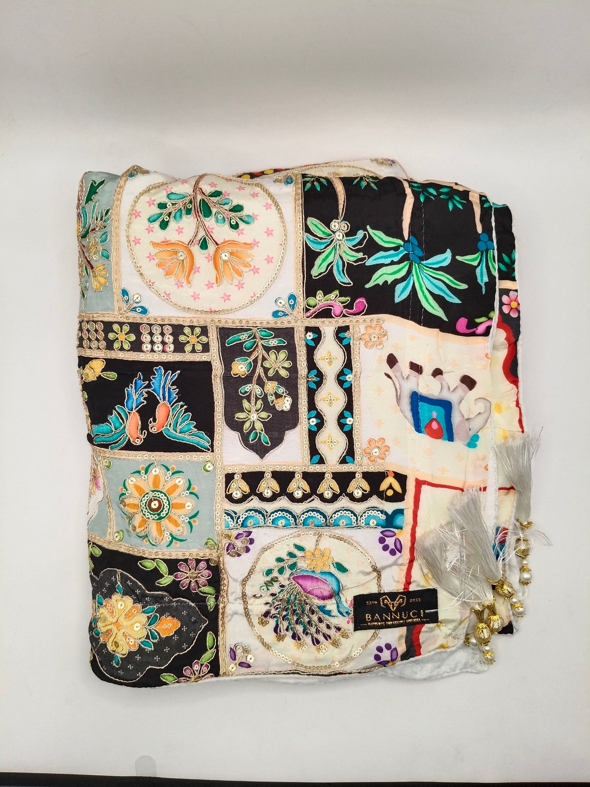 Maheshwari Silk With Hand Embroidery Multi Color Shawl