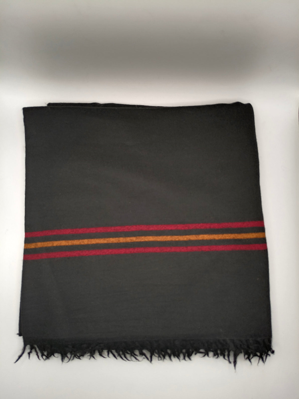 Premium Quality Multi Color Striped Double Fiber 72 Black Woolen Shawl