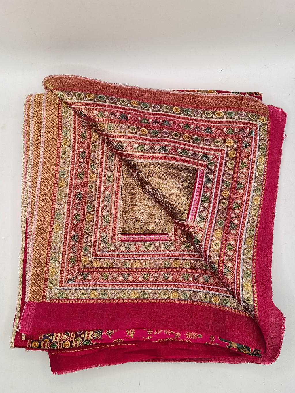 Premium Quality  Multi Mix Maroon Color kani Silk   Shawl