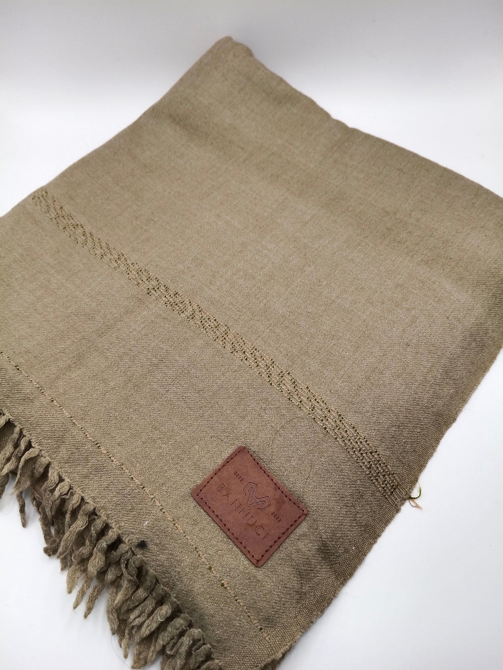 Supreme Quality Gray Brown Pure Angora Rabbit Striped Woolen Shawl